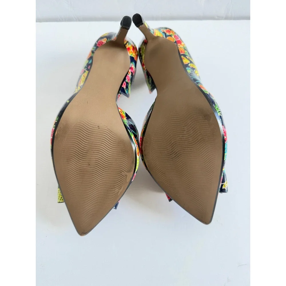 Betsey Johnson Prince Tropical Fruit Print Bow d'Orsay Pumps Navy Multi 7.5M